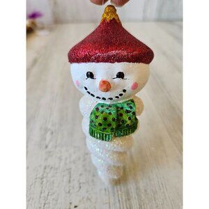 Dept 56 spiral snowman scarf ornament icicle Xmas vintage tree glitter
